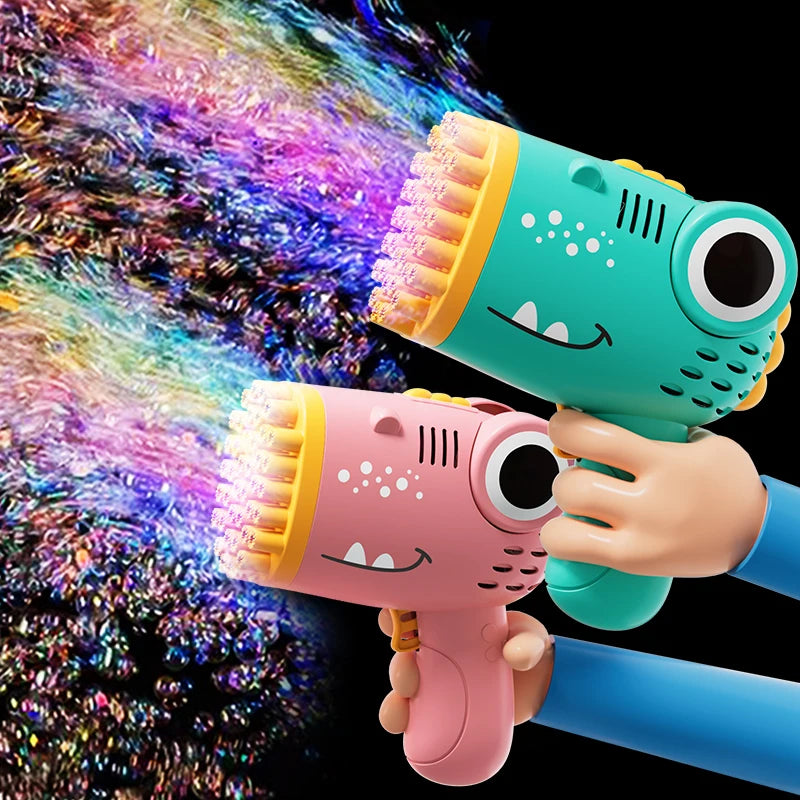 Pistolet à Bulles Dinosaure – 40 Trous, Effet Ultra‑Mousse, Jouet Électrique pour Enfants