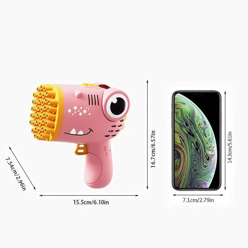 Pistolet à Bulles Dinosaure – 40 Trous, Effet Ultra‑Mousse, Jouet Électrique pour Enfants